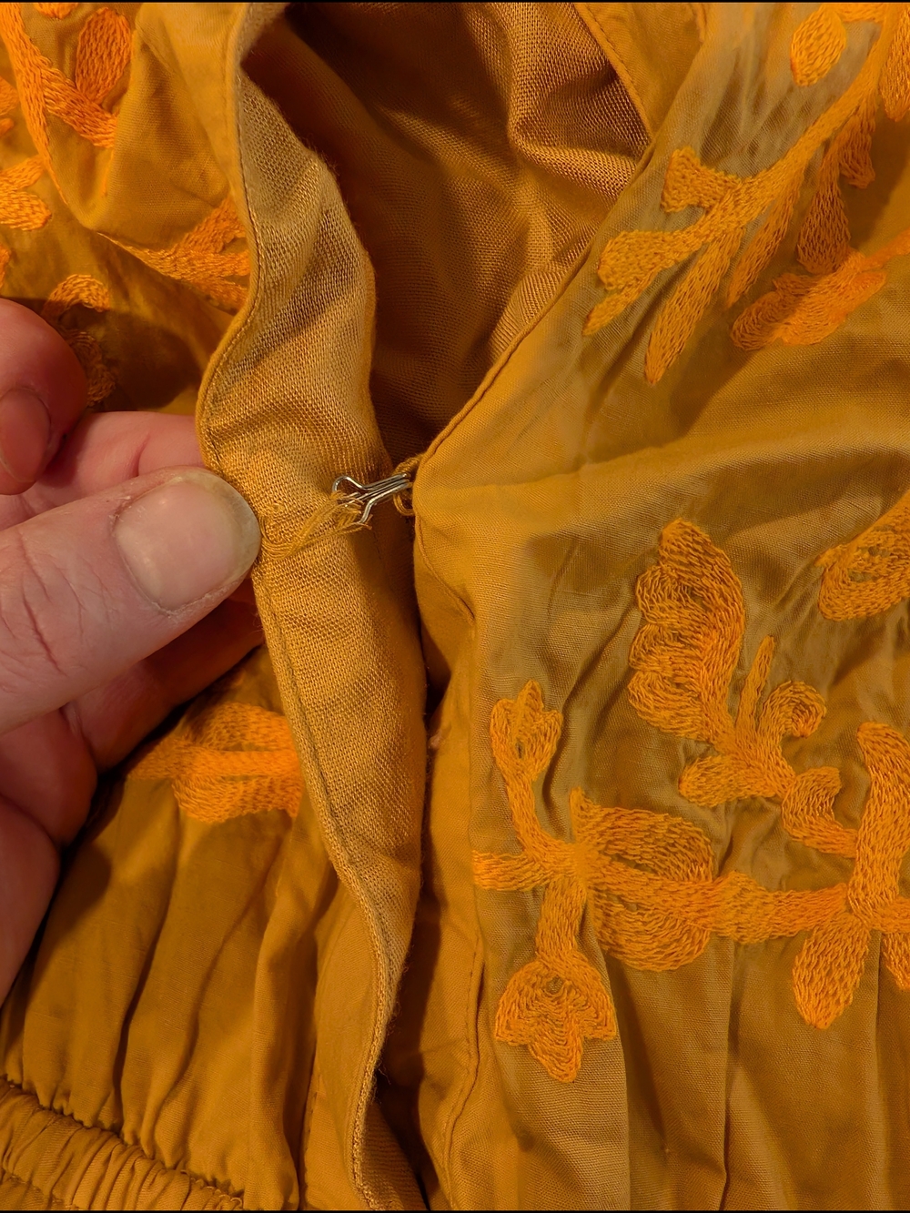 Anthropologie Maxi Dress with Bright Orange Floral Embroidery - Picture 5 of 9